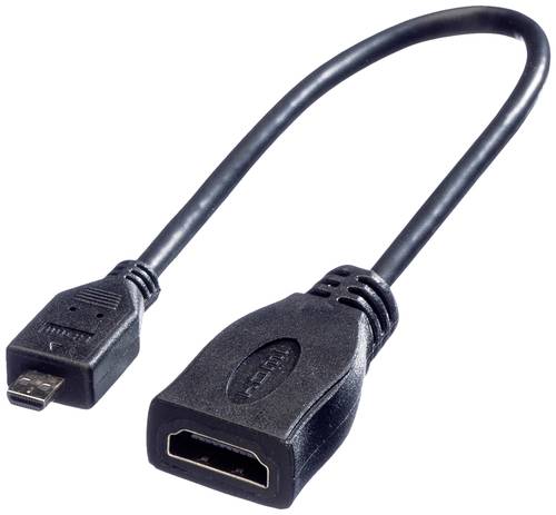 Roline HDMI Anschlusskabel HDMI-A Buchse, HDMI-Micro-D Stecker 0.15m Schwarz 11.04.5584 Geschirmt HD von Roline