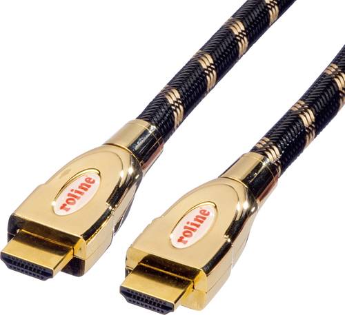 Roline HDMI Anschlusskabel HDMI-A Stecker, HDMI-A Stecker 1.00m Schwarz/Gold 11.04.5690 doppelt gesc von Roline