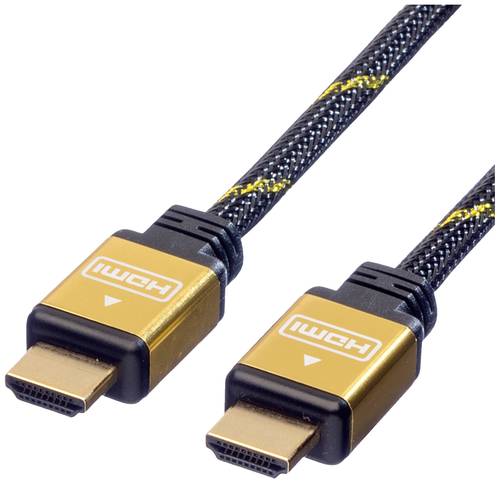 Roline HDMI Anschlusskabel HDMI-A Stecker 1.00m Schwarz, Gold 11.04.5501 doppelt geschirmt, vergolde von Roline