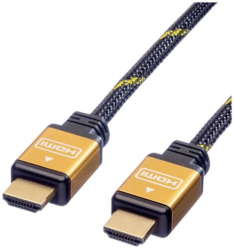Roline HDMI Anschlusskabel HDMI-A Stecker 1.00m Schwarz, Gold 11.04.5561 doppelt geschirmt, vergolde von Roline