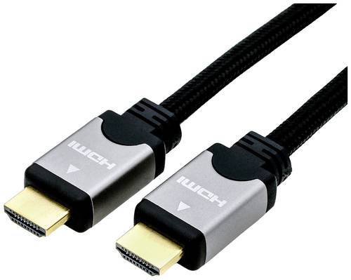 Roline HDMI Anschlusskabel HDMI-A Stecker 1.00m Schwarz, Silber 11.04.5850 doppelt geschirmt HDMI-Ka von Roline