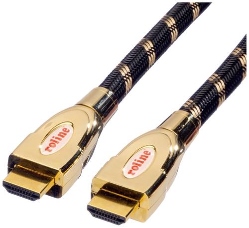 Roline HDMI Anschlusskabel HDMI-A Stecker 3.00m Schwarz, Gold 11.88.5692 doppelt geschirmt HDMI-Kabe von Roline