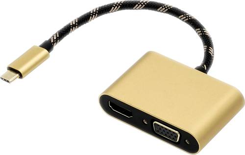 Roline USB-C® / HDMI Adapterkabel USB-C® Stecker, HDMI-A Buchse 0.10m Schwarz/Gold 12.03.3165 USB- von Roline