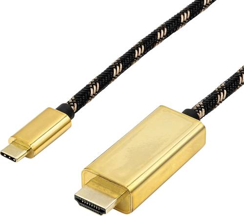 Roline USB-C® / HDMI Adapterkabel USB-C® Stecker, HDMI-A Stecker 1.00m Schwarz/Gold 11.04.5844 USB von Roline