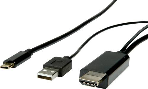 Roline USB-C® / HDMI Adapterkabel USB-C® Stecker, HDMI-A Stecker 2.00 m Schwarz 11.04.5956 USB-C® von Roline