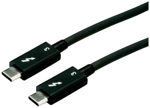 Roline USB-Kabel Thunderbolt™ 3 Thunderbolt™ (USB-C®) Stecker 0.50m Schwarz Geschirmt 11.02.9040 von Roline