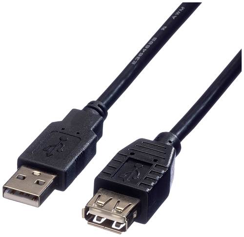 Roline USB-Kabel USB 2.0 USB-A Stecker, USB-A Buchse 0.80m Schwarz Geschirmt 11.02.8947 von Roline
