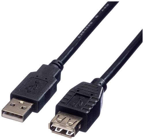 Roline USB-Kabel USB 2.0 USB-A Stecker, USB-A Buchse 1.80m Schwarz Geschirmt 11.02.8948 von Roline