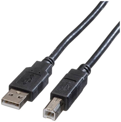 Roline USB-Kabel USB 2.0 USB-A Stecker, USB-B Stecker 0.80m Schwarz Geschirmt 11.02.8808 von Roline