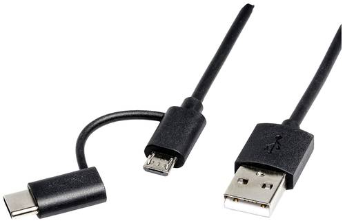 Roline USB-Kabel USB 2.0 USB-A Stecker, USB-C® Stecker, USB-Micro-B Stecker 1.00m Schwarz 11.02.8328 von Roline