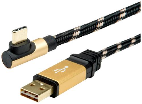 Roline USB-Kabel USB 2.0 USB-A Stecker, USB-C® Stecker 0.80m Schwarz, Gold Geschirmt 11.02.9060 von Roline