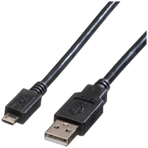 Roline USB-Kabel USB 2.0 USB-A Stecker, USB-Micro-B Stecker 0.15m Schwarz Geschirmt 11.02.8310 von Roline