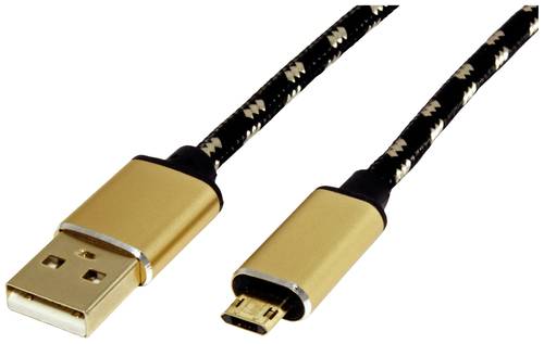 Roline USB-Kabel USB 2.0 USB-A Stecker, USB-Micro-B Stecker 0.80m Schwarz, Gold Geschirmt 11.02.8819 von Roline