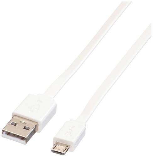 Roline USB-Kabel USB 2.0 USB-A Stecker, USB-Micro-B Stecker 1.00m Weiß Ungeschirmt, TPE-Mantel 11.0 von Roline