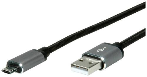 Roline USB-Kabel USB 2.0 USB-A Stecker, USB-Micro-B Stecker 1.80m Schwarz Geschirmt 11.02.8771 von Roline