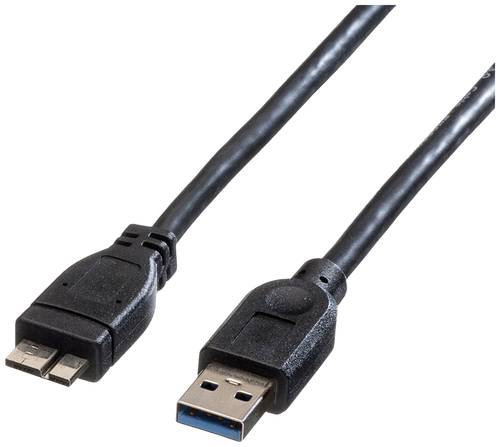 Roline USB-Kabel USB 3.2 Gen1 (USB 3.0 / USB 3.1 Gen1) USB-A Stecker, USB-Micro-A Stecker 0.80m Schw von Roline