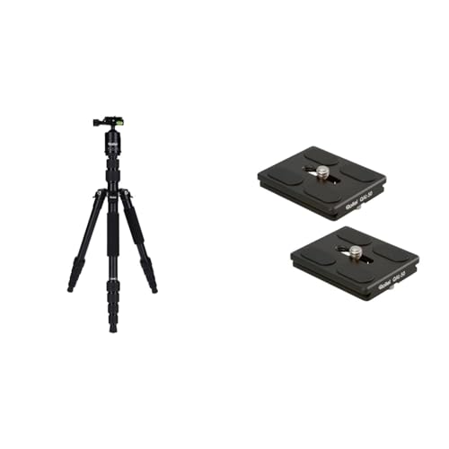 Rollei Compact Traveler No. 1 - leichtes Reisestativ & QAL-50 - professionelle Kamera-Schnellwechselplatte/Schnellverschlussplatte von Rollei