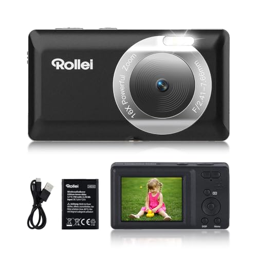Rollei Compactline Pocket Digitalkamera Schwarz, 50MP 2,7K Fotokamera mit 16-Facher Digital Zoom Tragbare Fotoapparat mit 2.4" Display Leichte Kompaktkamera für Kinder Teenager Student Anfänger Rollei Compactline Pocket Digitalkamera Schwarz, 50MP 2,7K Fotokamera mit 16-Facher Digital Zoom Tragbare Fotoapparat mit 2.4" Display Leichte Kompaktkamera für Kinder Teenager Student Anfänger von Rollei