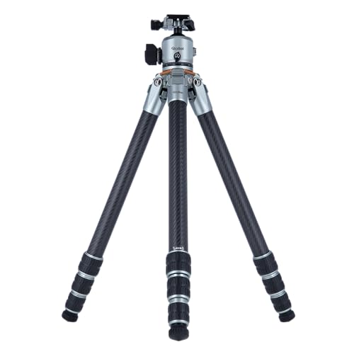 Rollei Lion Rock Pro Carbon-Stativ inkl. Stativkopf – Ultraleicht, Hohe Tragkraft 20 kg, Verstellbare Höhe bis 147,5 cm, Kompaktes Packmaß, Wechselbare Spikes für Stabilität auf jedem Untergrund von Rollei