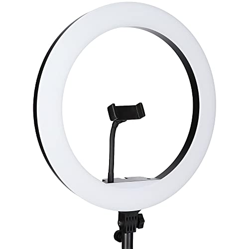 Rollei Lumis Slim RGB-Ringlicht mit Lampenstativ und Smartphone-Halterung in schwarz. Das ideale für Videokonferenzen, Livestreams und Vlogging (weiß) von Rollei