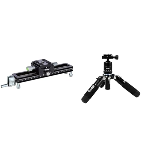 Rollei Makroschlitten, Stabiler Foto/Video Makro-Einstellschlitten für DSLR und System Foto-Kameras. Schwarz & Compact Traveler Mini M1 I Schwarz I Leichtes Mini-Reisestativ aus Aluminium Rollei Makroschlitten, Stabiler Foto/Video Makro-Einstellschlitten für DSLR und System Foto-Kameras. Schwarz & Compact Traveler Mini M1 I Schwarz I Leichtes Mini-Reisestativ aus Aluminium von Rollei