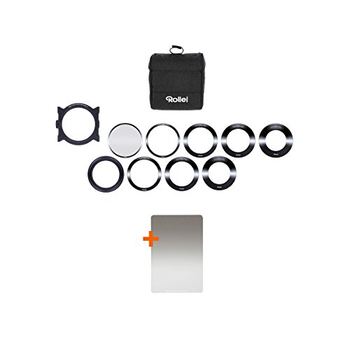 Rollei Mark II Filterhalter Starter Kit I Steckfiltersystem für 100mm Rechteckfilter, inkl Soft GND8 & CPL Filter, Objektivadapter 52 – 82mm, Filtertasche von Rollei