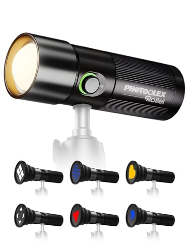 Rollei Photoolex GOBO Light, LED Taschenlampe Fotografie mit 4 Farbiges Fülllicht und 19 GOBO Aufsätze Video Licht mit Eingebaut Akku 8400 mAh und Diffusor, Taschenlampe-Fotografie-Video-Licht-RGB Rollei Photoolex GOBO Light, LED Taschenlampe Fotografie mit 4 Farbiges Fülllicht und 19 GOBO Aufsätze Video Licht mit Eingebaut Akku 8400 mAh und Diffusor, Taschenlampe-Fotografie-Video-Licht-RGB von Rollei