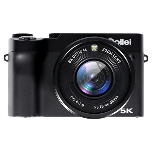 Rollei Powerflex X8 Dual Lens Digitalkamera, 64MP 5K Fotoapparat mit Dual Lens 8X Digitalzoom Kompaktkamera mit 3,6" Touch Screen Tragbare Fotokamera für Anfänger Schwarz, Digital-Kamera-Fotoapparat von Rollei
