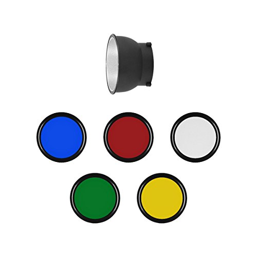 Rollei Profi Reflektor - hochwertiger Reflektor mit 45° Abstrahlwinkel und 5 magnetische Farbfolien, mit Bowens Anschluss von Rollei