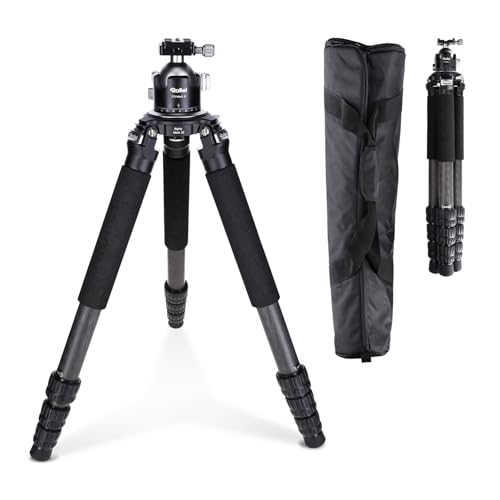 Rollei Rock Solid Alpha Mark III, 166cm Kamera Stativ aus Kohlefaser Professionelles Dreibeinstativ für Schwere Kamera 30kg Tragkraft Carbon Fotostativ mit Kugelkopf, Camera-Stativ-Carbon-Tripod von Rollei
