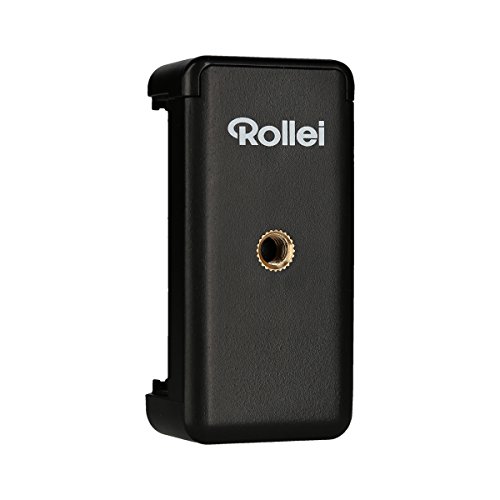 Rollei Smartphone Halterung - universeller Halter für ihr Smartphone mit 1/4“ Gewinde an der Unter- und Rückseite, passend für Smartphones bis zu 8,5 cm Breite - Schwarz von Rollei
