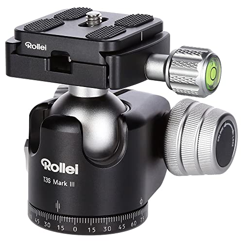 Rollei T3S Mark III professioneller 360° Kamera Stativ Kugelkopf mit Friktion, 14KG Tragkraft,Skalierung f. Panorama Aufnahmen und 2Wasserwaagen.Inkl Acra Swiss kompatibler Schnellwechselplatte,22970 von Rollei