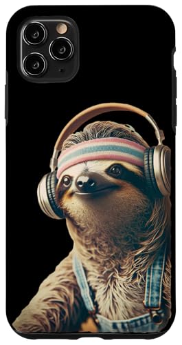 70er 80er Retro Faultier mit Kopfhörern, Lustiges Chill Hülle für iPhone 11 Pro Max von Roller Zoo, lustige Skater Geschenke