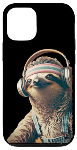 70er 80er Retro Faultier mit Kopfhörern, Lustiges Chill Hülle für iPhone 12/12 Pro von Roller Zoo, lustige Skater Geschenke