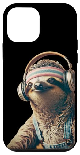 70er 80er Retro Faultier mit Kopfhörern, Lustiges Chill Hülle für iPhone 12 mini von Roller Zoo, lustige Skater Geschenke