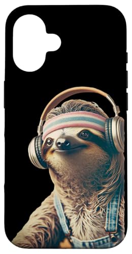 70er 80er Retro Faultier mit Kopfhörern, Lustiges Chill Hülle für iPhone 16 70er 80er Retro Faultier mit Kopfhörern, Lustiges Chill Hülle für iPhone 16 von Roller Zoo, lustige Skater Geschenke