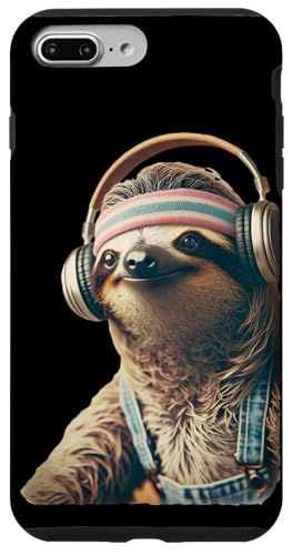 70er 80er Retro Faultier mit Kopfhörern, Lustiges Chill Hülle für iPhone 7 Plus/8 Plus von Roller Zoo, lustige Skater Geschenke