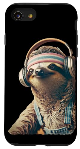 70er 80er Retro Faultier mit Kopfhörern, Lustiges Chill Hülle für iPhone SE (2020) / 7 / 8 von Roller Zoo, lustige Skater Geschenke