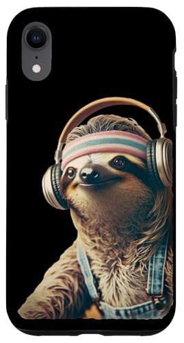 70er 80er Retro Faultier mit Kopfhörern, Lustiges Chill Hülle für iPhone XR 70er 80er Retro Faultier mit Kopfhörern, Lustiges Chill Hülle für iPhone XR von Roller Zoo, lustige Skater Geschenke