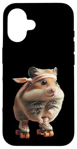 Roller Disko Hamster Hülle für iPhone 16 von Roller Zoo, lustige Skater Geschenke