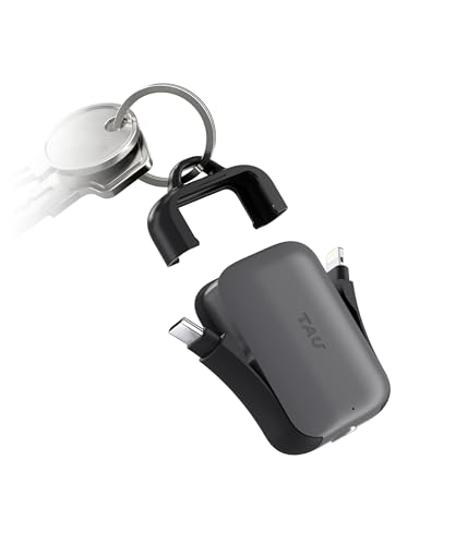 Rolling Square Tau 2 (2nd Gen) Power Bank - Schlüsselanhänger mit HandyLadegerät mit Digitaler Visitenkartenfunktion NFC/QR-Code, Kompatibel mit USB-C, Micro-USB und Lightning-Buchse, 2000mAh, Schwarz von Rolling Square