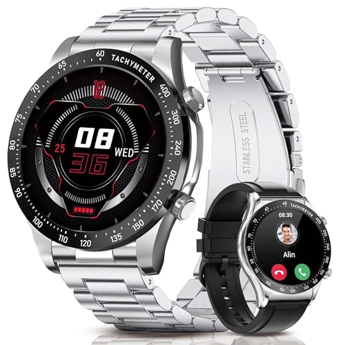 RollsTimi Smartwatch Herren mit Telefonfunktion, 1,43" AMOLED HD Fitness Tracker mit Schlaf-Pulsmesser, 107 Trainingsmodi, IP68 Wasserdichter Activity Tracker, Kompatibel mit Android ios. von RollsTimi