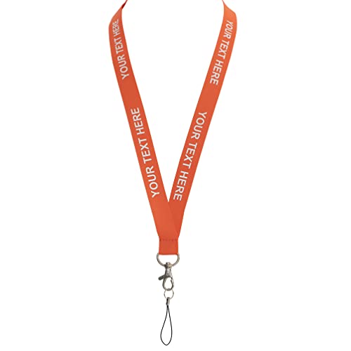 ROLSELEY Personalisierbares Umhängeband mit aufgedrucktem Text (Weiß/Schwarz/Silber) mit Sicherheitsverschluss - Orangefarbenes Schlüsselband mit individuellem Text von Rolseley
