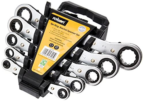 Rolson 46905 Ringratschenschlüssel, flach, 5-teiliges Set von Rolson