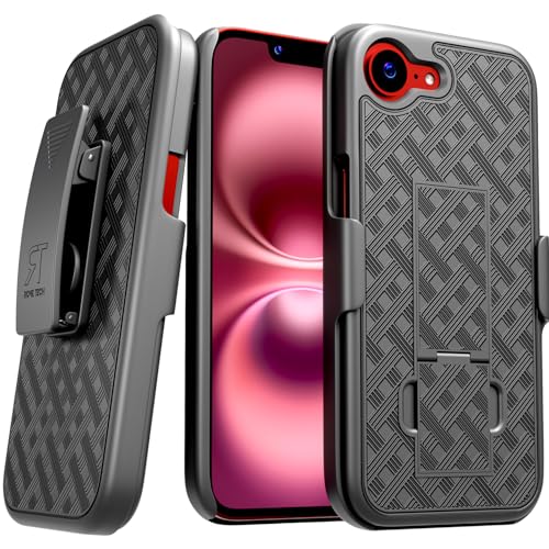 Schutzhülle für Apple iPhone 16e mit Gürtelclip, Holster, Ständer, schlanke Schutzhülle für iPhone 16e, Schwarz Schutzhülle für Apple iPhone 16e mit Gürtelclip, Holster, Ständer, schlanke Schutzhülle für iPhone 16e, Schwarz von Rome Tech