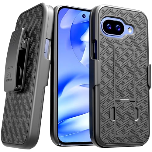 Schutzhülle für Google Pixel 9a mit Gürtelclip, Holster, Ständer, schlanke Schutzhülle für Pixel 9a, Schwarz Schutzhülle für Google Pixel 9a mit Gürtelclip, Holster, Ständer, schlanke Schutzhülle für Pixel 9a, Schwarz von Rome Tech