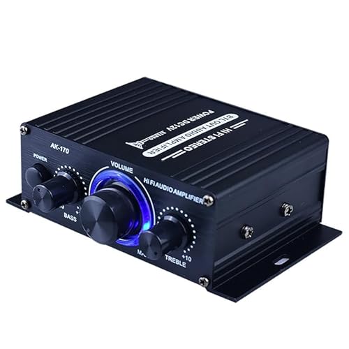 Romicta HiFi-Verstärker AK170,Mini Stereo Audioverstärker für Zuhause und Auto, Bluetooth-Leistungsverstärker mit Zwei Kanälen und Cinch-Eingang, LED, 200 W + 200 W, 12 V, AK-170 von Romicta