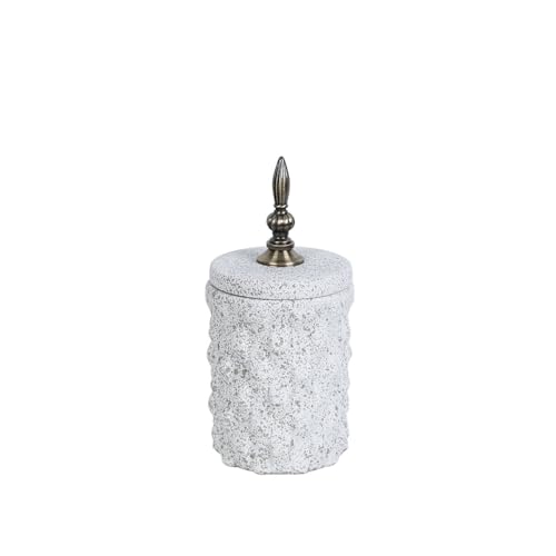 Romimex Beigefarbene Metalldose, Keramik, 12 x 27 x 12 cm Romimex Beigefarbene Metalldose, Keramik, 12 x 27 x 12 cm von Romimex