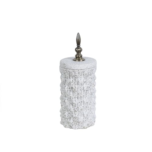 Romimex Beigefarbenes Metall-Keramikgefäß, 12 x 32 x 12 cm Romimex Beigefarbenes Metall-Keramikgefäß, 12 x 32 x 12 cm von Romimex