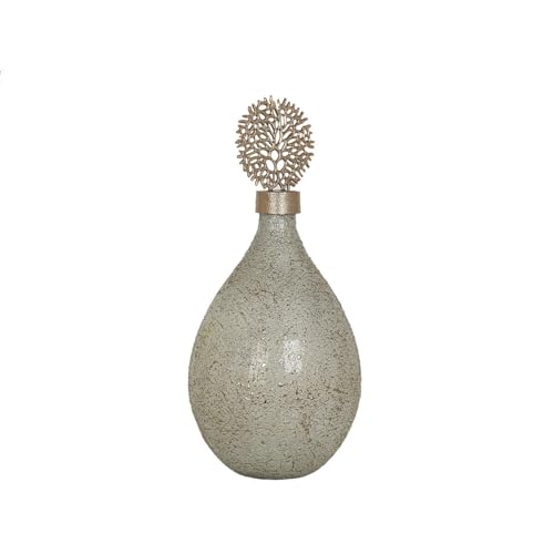 Romimex Flasche Gold Silber Metall Glas 24 x 52 x 24 cm mit Deckel Romimex Flasche Gold Silber Metall Glas 24 x 52 x 24 cm mit Deckel von Romimex